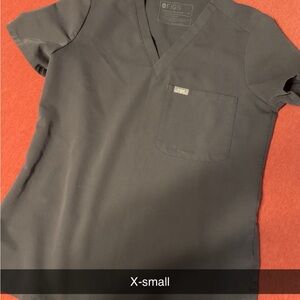 Figs Charcoal V-Neck Scrub Top